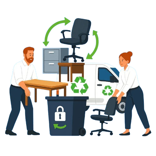 Débarras et recyclage de mobilier de bureau — Landes